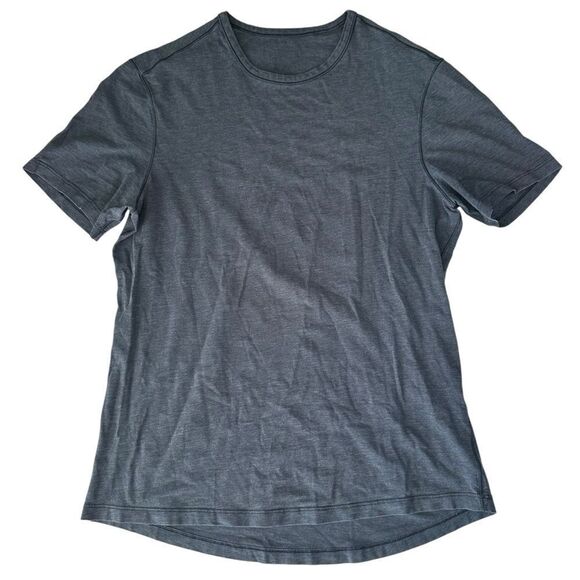 Lululemon Training Short Sleeve Shirt heathered blue slim fit Crewneck tee med - Picture 1 of 6